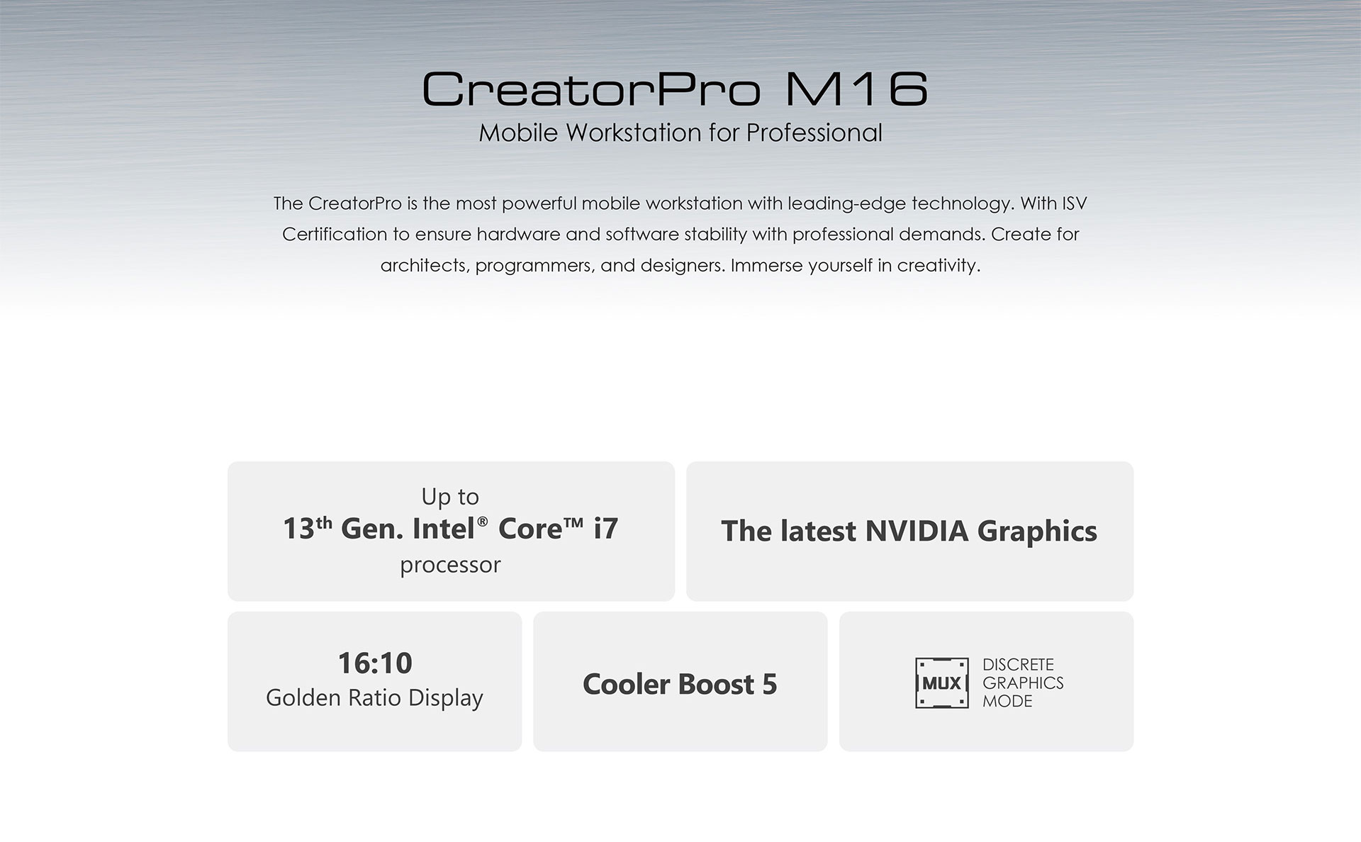 MSI CreatorPro M16 Workstation